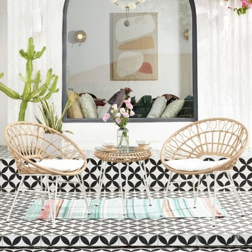 mymai 3-TLG. Rattan Gartenmöbel-Set, Balkonmöbel-Set mit Couchtisch,...