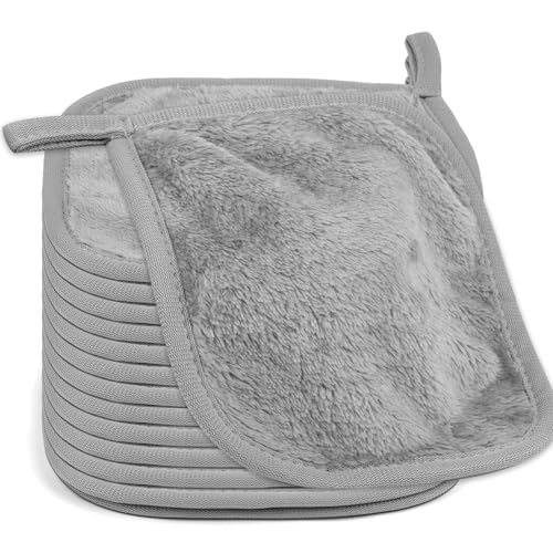 14 Stk Microfaser Abschminktücher Waschbar, Wiederverwendbar Abschminkpads 16 x 16 cm, Waschlappen Gesicht Gesichtstücher, Gesichtsreinigungstücher für Daily Travel Gesichtsreinigung