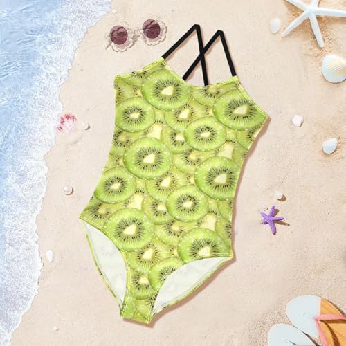 Kiwi Slices Pattern Girls One Piece Swimsuits Quick Dry Beach Swimwear Bathing Suit3