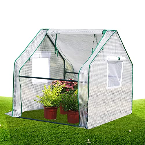 Mdlufee Foliegewächshaus mit Fenster Treibhaus Tomatenhaus Frühbeet ,Plane Wasserdicht wetterfest Mehrzwecktreibhaus Pflanzenhaus(93 x 93 x 93 cm,140 g/m²,PE) Cover