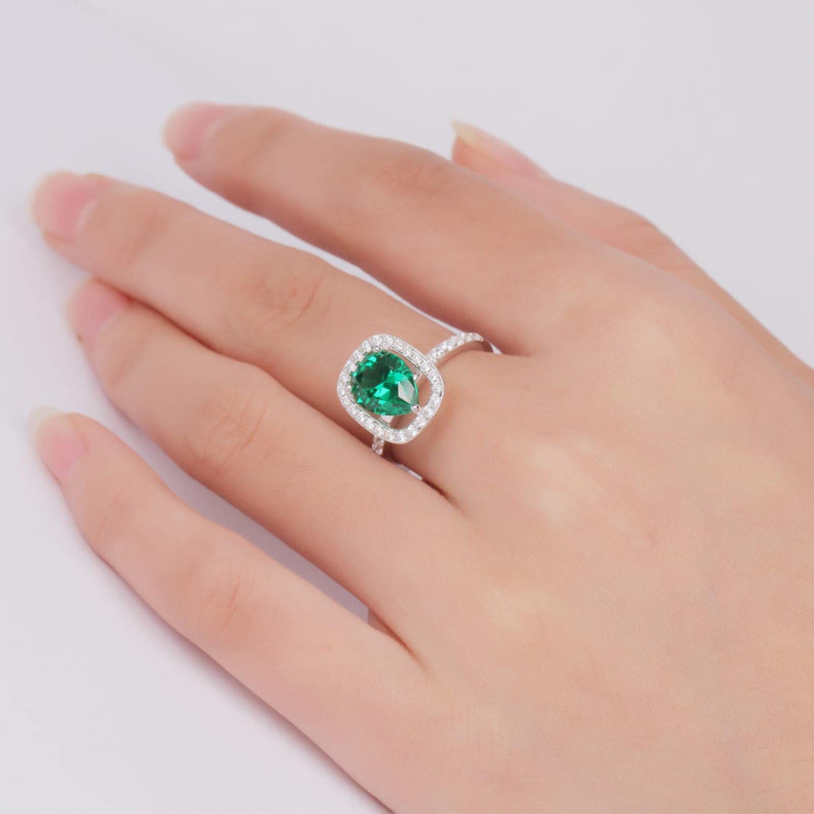 Real 925 Joyería De Plata Esterlina Creada Nano Esmeralda Anillos De Gota De Agua Mejores Regalos De Compromiso para Mujeres Joyería Fina