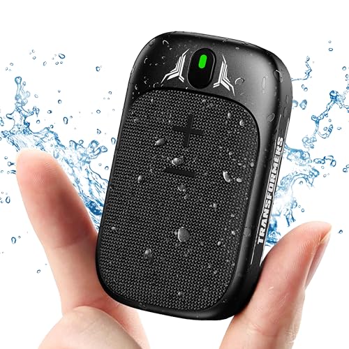 TRANSFORMERS Wearable Bluetooth Speaker Clip On Mini Portable Bluetooth Speaker IPX5 with Mic for Calls and Music 15H Long Playtime Outdoor Suitable Travel Working,Biking,Running,Black Optimus Prime