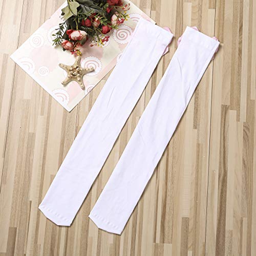 Image of Honganda Sexy Women's Thigh High Stockings, Over Knee Lace Top Sheer Stockings with Satin Bows Leg Thigh Socks for Women