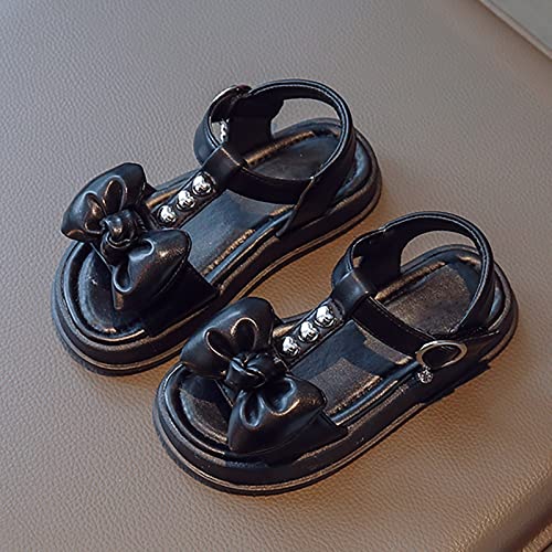 Kids Baby Summer Girls Sandals Love Bow Design Princess Shoes Dress Flat Shoes Little Girl Dress Up Clothes for Play (Black, 3 Big Kids)2