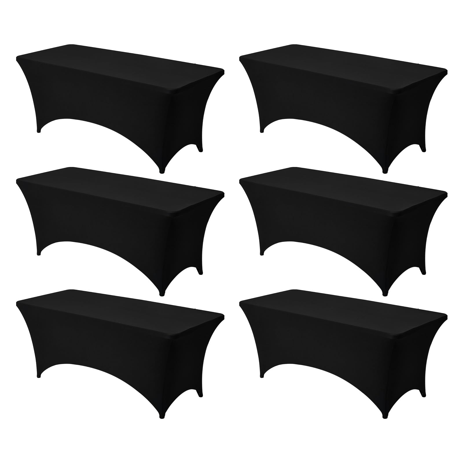 VEVOR Manteles Rectangulares de Licra Elástica para Mesas, Lavables y Antiarrugas, 95% Poliéster y 5% Elastano, para Fiestas, Bodas, Banquetes y Festivales, Negro, 6 uds, 183 x 76 x 76 cm