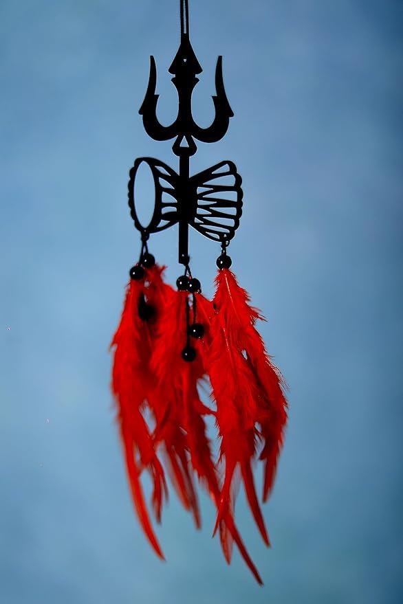 Handmade Lord Shiva Trishul Dream Catcher for Good Luck, for Home & Office Decor, Bedrooms, Gifting, Car Hanging (Pack of 1)