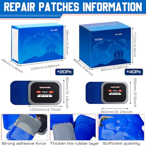 Image of Tallew 60 Pcs Tire Repair Patch Tyre Puncture Repair Patch Kit 2.56 x 3.15 Inch, 3.35 x 4.72 Inch Natural Rubber Tube and Tire Patch Cold Patch for Car Truck Motorcycle Automobile Bike Inner Tire