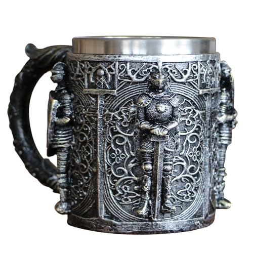 Taza de acero inoxidable y resina estilo vikingo medieval