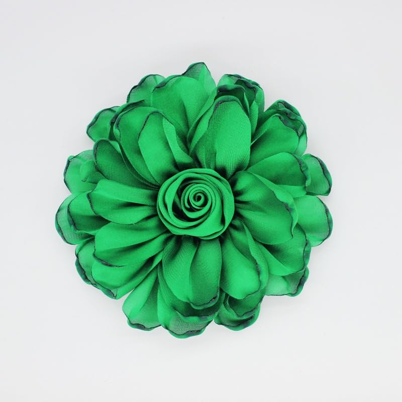 Image of Extra Large Satin Fabric Flower Brooch for Women Elegant Rose Camellia Floral Brooch Pin Handmade Big Satin Fabric Flower Statement Brooch Pin Vintage Clothing Hat Bag Accessories Christmas Wedding Bridal Birthday Jewelry