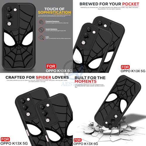 Image of AESTMO Back Case Cover for Oppo K13X 5G / A5 5G Cover | Spidey Face Mask Design | Silicone Case | Full Body Protection | Camera Protection Back Cover for Oppo K13X 5G / A5 5G (Black)