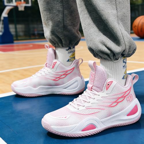 Image of Unisex Basketball Shoes for Women Men Breathable Mesh Non Slip Rubber Sole Lightweight Athletic Sneakers for Indoor Outdoor Court Walking Training