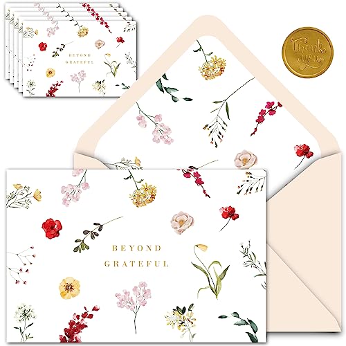 Gooji 4×6 Prairie Beyond Grateful Floral Thank You Cards with Envelopes Baby Shower Thank You Cards Girl (Bulk 20-Pack) Watercolor, Bridal Shower, Weddings, Small Business