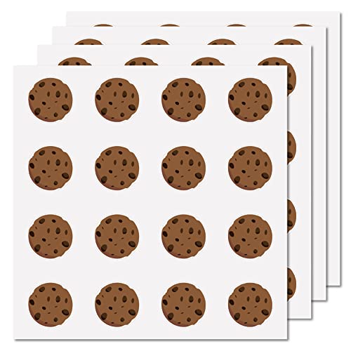 CREATCABIN 128Pcs Chocolate Chip Cookie Stickers Biscuit Planner Stickers Waterproof Vinyl Decals for Packaging Cookie Bags Phone Water Bottle Laptop Scrapbook Refrigerator 1 Inch