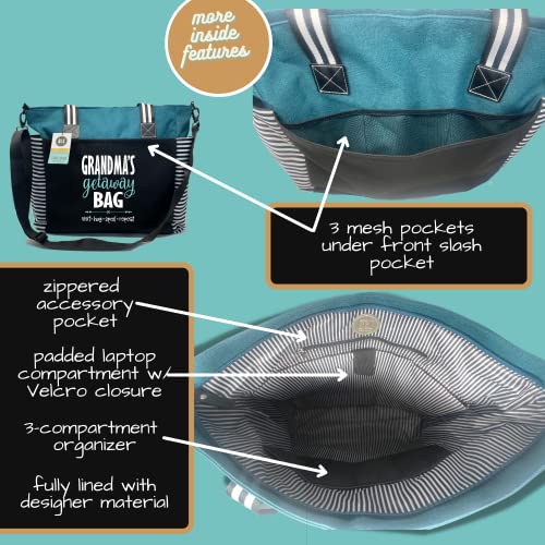 Brooke & Jess Designs Tote Bag for Grandma โ Sturdy Canvas Grandma Tote w/Zipper & Inner Pocket Grandma Bag for Everyday Use 5