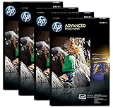 HP Advanced Photo Paper, Glossy (100 Sheets, 4 x 6 Inches, borderless), 4-Packages