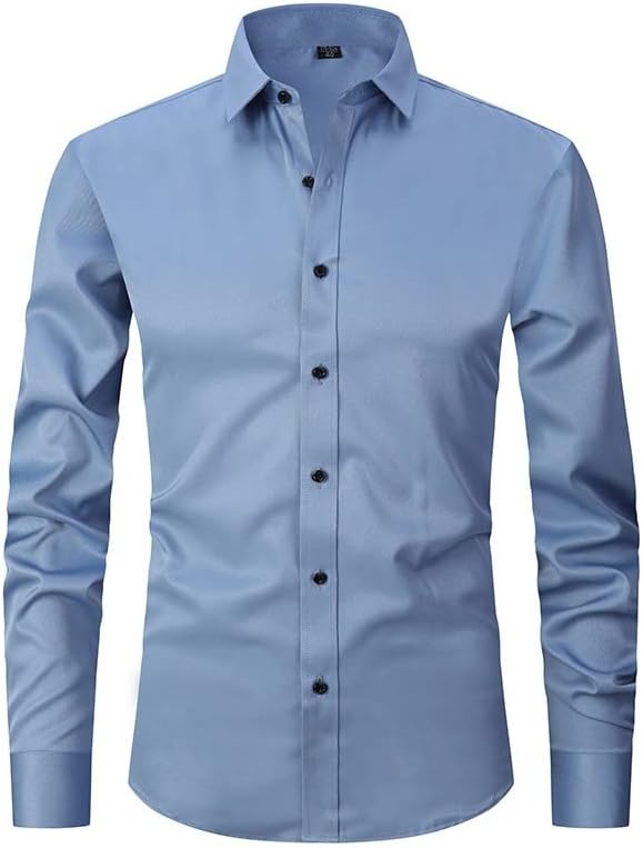 Ymosrh Men's Long Sleeve Button Down Shirts Casual Shirt Wrinkle Free Dress Shirts Up, S-XL