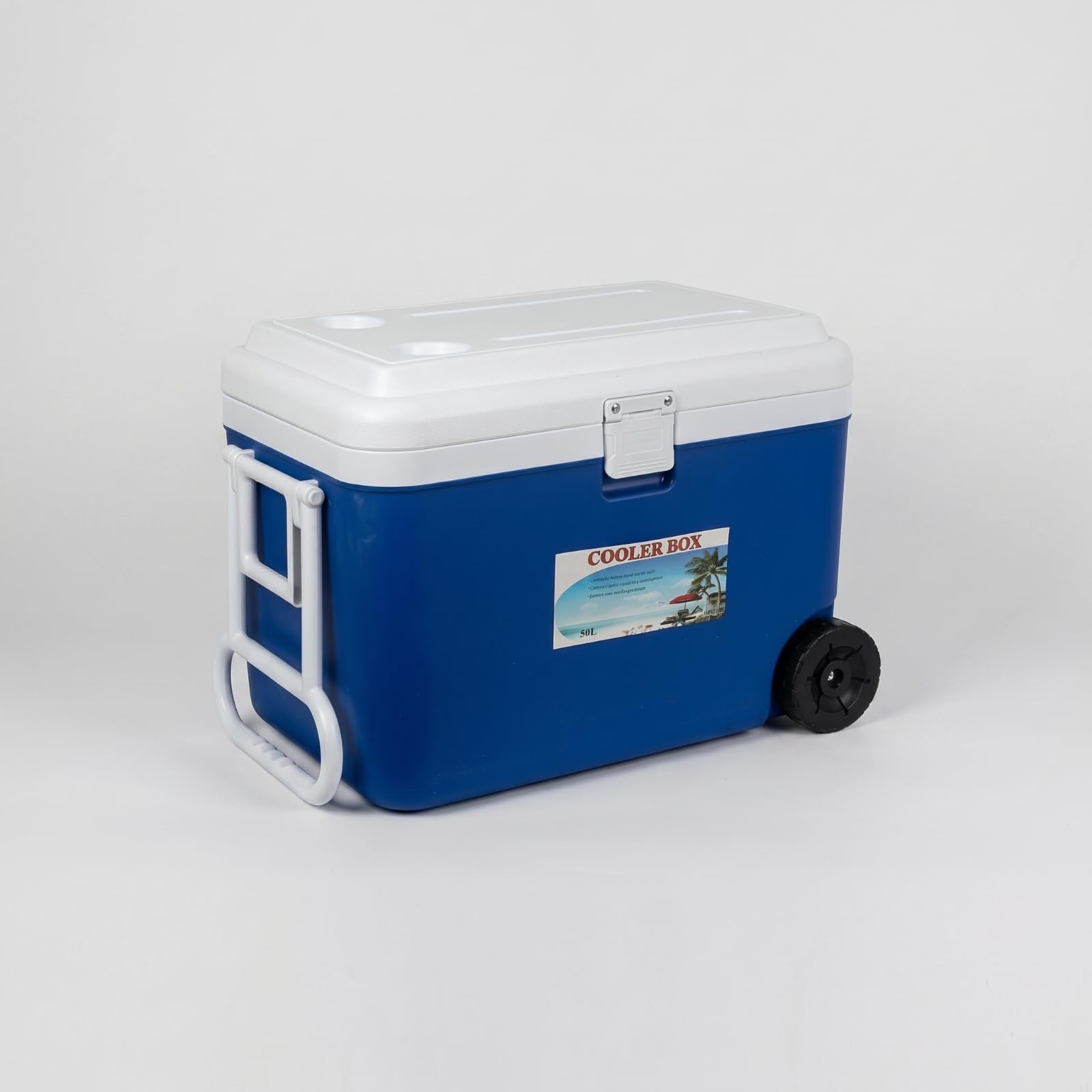 rockible Refrigeratore Portatile Carrello Frigo Scatola Termica Contenitore a Ruote Maniglia Laterale Chiusura Frontale Adatto per Campeggio Feste Picnic Viaggio