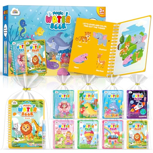 ZMLM 24 Libri da Colorare con acqua gadget compleanno bambina bambino bambini, Riutilizzabili mini libri da colorare Magico Pittura per di 4-8ann regalini fine festa compleanno bambini (24Classica)