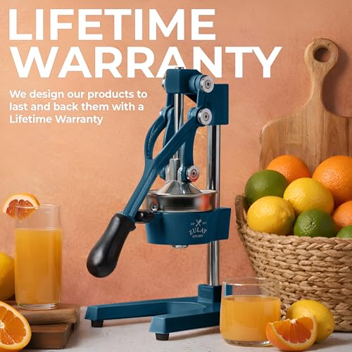 Image of Zulay Kitchen Cast Iron Juicer - Easy-to-Clean Heavy-Duty Manual Juicer, Professional Citrus Juicer - Stainless Steel Lemon Squeezer - Manual Citrus Press & Orange Squeezer - Orange Juicer - Navy