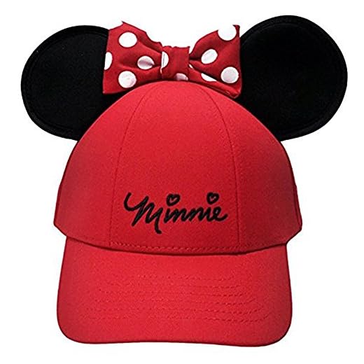 Disney Women's Minnie Mouse Bow Ears Baseball Hat (Red)