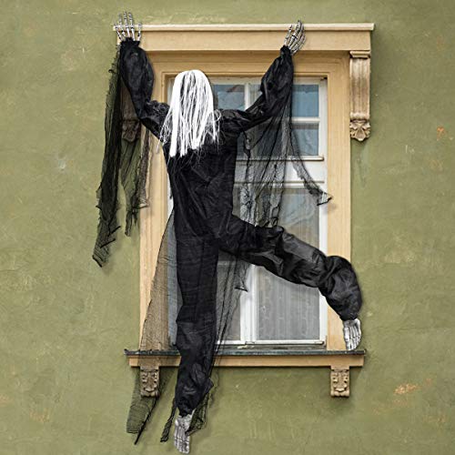 Evoio 63 Inch Life-Size Hanging Climbing Dead Zombie Monster Prop Outdoor Halloween Decorations, Perfect Creepy Halloween Decors for Haunted House Garden Tree Wall House Office Bar Yard
