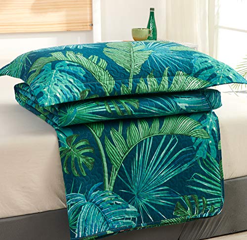 Arl Home Bedspread Coverlet Set King Size Quilts Bedding Leaves Quilts Spring Summer Lightweight Bedding Reversible Quilts Bedspread Home Quilts Tropical Green Palm Tree Leaf Print Bedspread With Pillow Shams thumb #6