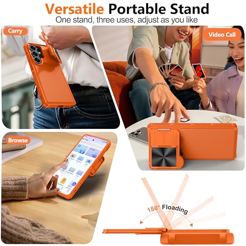 Image of Magnetic for Samsung Galaxy S26 Ultra Case,[Slide Camera Cover][Kickstand][Compatible with Magsafe][Military Grade Protection] Shockproof Rugged Case for Galaxy S26 Ultra,Orange