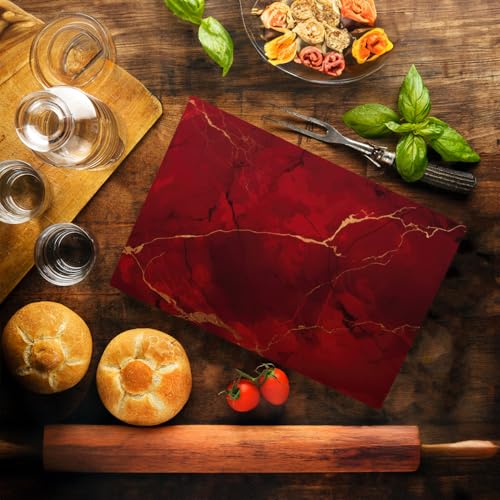 Tabla de Cortar de Vidrio Templado con Diseño Mármol Rojo Oscuro para Cocina, Regalo para Mamá o Esposa miniatura 2