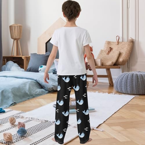 Boy's Pants Cute Blue Whale Night Sky Jogger Pants Elastic Waist Long Bottoms Trousers with Pockets 6-14 Years3