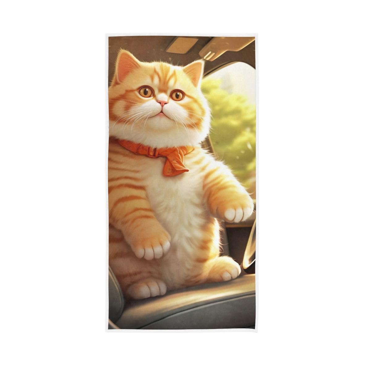 LSRCPD Cute Orange Fat Cat Hand Towels, Multipurpose Bathroom Towel for Bathroom, Gym, Hotel, Spa 15 x 30 Inches