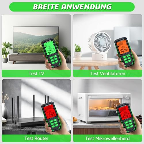 RDINSCOS EMF-Messgeräte Wiederaufladbarer Digitaler Elektromagnetische Felder Strahlung Messgerät Handgehaltener Strahlungsdetektor für EF,MF,RF,WiFi,Microwave RF Messgerät