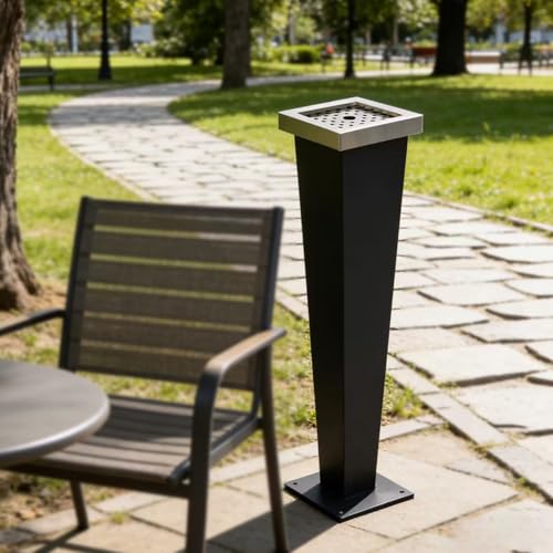 Image of Standing Waste Containers Trash Cans, Rubbish Bin Indoor Outdoor Stainless Steel Vertical Freestand Trash Bin with Key,Pub Hotel Restaurant Garden Standing Bin (A1)