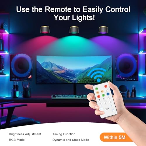 Image of LED Wall Sconces Set of Two, Rechargeable Battery Operated Wall Lights with Remote, Wall Lamp Wireless 3 Color Temperatures + 13 RGB & Dimmable Magnetic 360 Rotation (1 pc Black)