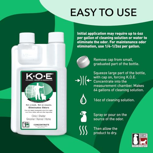 Image of Odorcide, Thornell KOE Kennel Odor Eliminator Concentrate, Great for Cages, Runs, Floors & More, Pet Odor Eliminator for Home & Kennel w /Safe, Non-Enzymatic Formula, 16 oz, White - Not A Spray Bottle