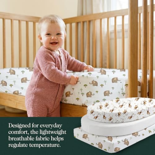 Image of 100% Organic Cotton Bassinet Sheets 3 Pack - (33 x 17 Inches) Angel Bliss - GOTS Certified, Soft Breathable Percale Weave, Universal Fits Standard Oval & Rectangular Mattress - for Boys & Girls