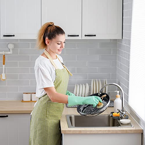 SUBEKYU Bamboo Dish Scrub Brush for Kitchen Sink, Natural Wooden Washing Dish Brush Scrubber with Sisal Bristles for Household Cleaning, Cast Iron Pots, Pans and Vegetables - Image 3