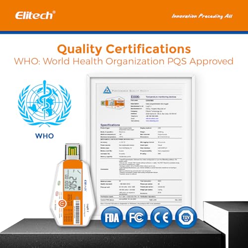 Image of Elitech 1000-Pack LogEt1 PQS Certified Disposable Data Logger, Temperature & Light Sensor, Bulk Order & Customizable for Business, PDF Report Cold Chain Monitor