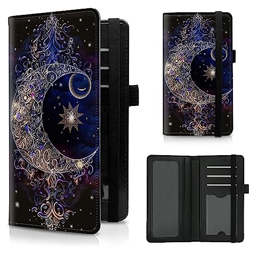 CGFGHHUY Housse de chéquier pour chéquier personnel Motif Lune Violette Conception en PU Cuir Housse de chéquier pour Homme Femme avec Emplacements pour...
