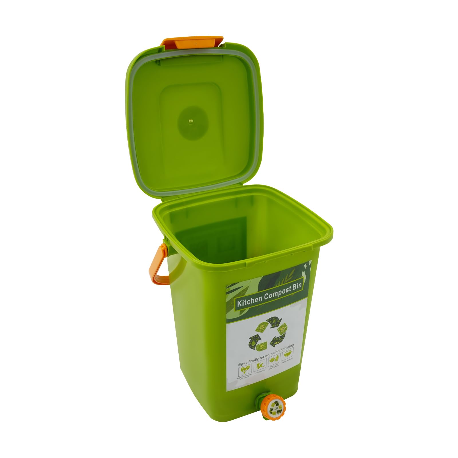 Poubelle bio de cuisine 10 l/15 l/20 l, seau bio avec double couvercle, poubelle à compost anti-odeurs pour déchets et recyclage, bac à compost pour plan de travail, balcon et jardin (15 l)