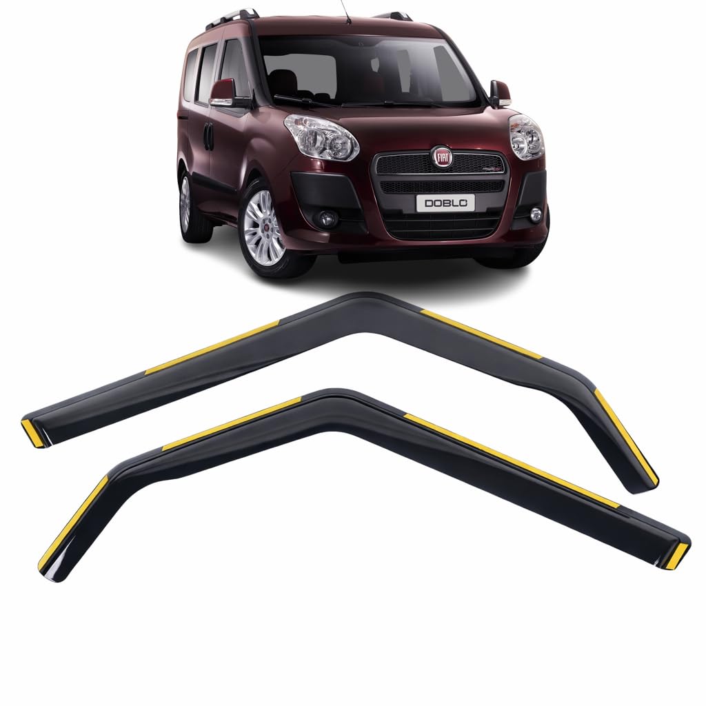 Set mit 2 Windabweisern für Fiat Doblo 2010, 2011, 2012, 2013, 2014, 2015, 2016, 2017, 2018, 2019, 2020, 2021, passend für Opel Combo 2012 bis 2018. Modelle ACRYLILI C Glas-Seitenvisiere