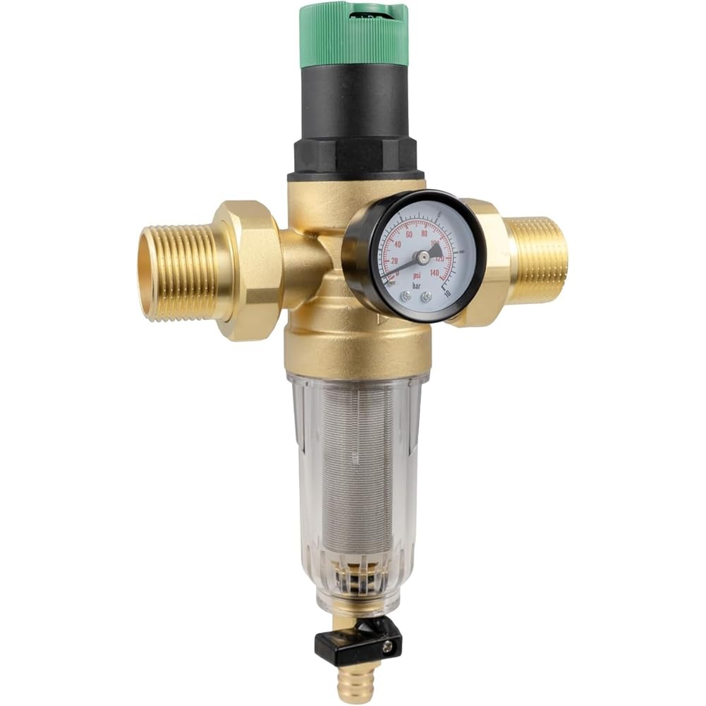 Aundhegrtt As Shown Pressure Regulator Water 1" Dn25 With Backwash Filter And Pressure Gauge-Reusable Design