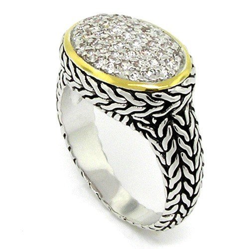 Alljoy Vintage 2-Tone Ring w/pav?White CZs