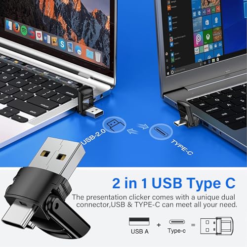 2-in-1 usb type c presentation clicker clicker for powerpoint presentations rechargeable wireless presenter remote pointer rf 24ghz usb powerpoint clicker slide advancer with volume control