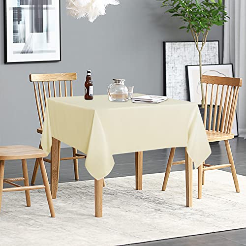 Image of sancua 2 Pack Beige Tablecloth 54 x 54 Inch, Stain and Wrinkle Resistant Square Table Cloth - Washable Polyester Table Cover for Dining Tables, Buffet Parties and Camping