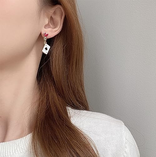 Red Heart Ace Poker Card Earrings - image 5