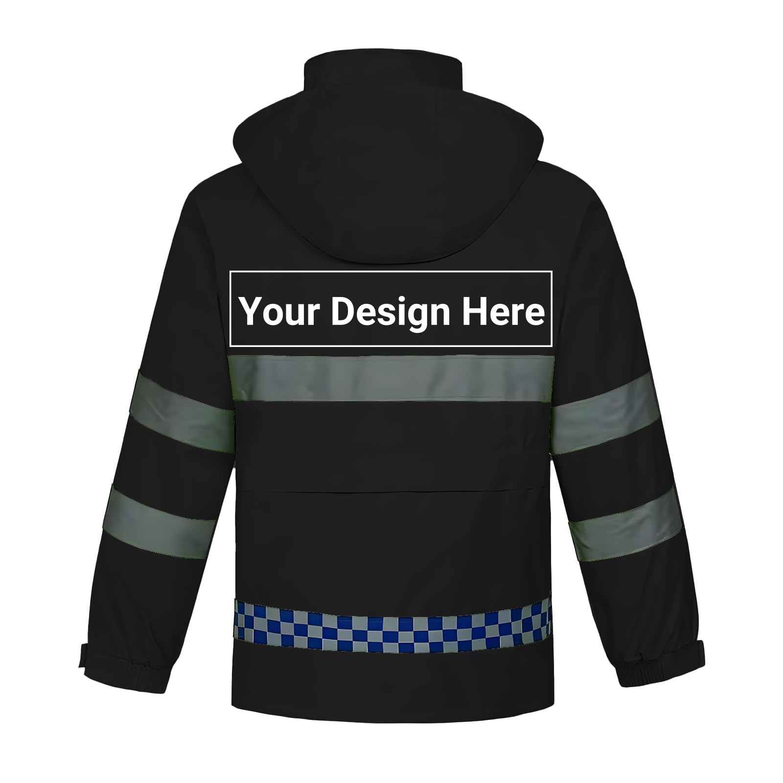 BIJUNDENG Custom Reflective Rain Jacket Hi Vis Safety Raincoat Waterproof Lightweight Rain Coat with Hood