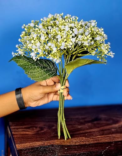 Image of SATYAM KRAFT 1 Pcs Artificial Baby's Breath Flowers Bouquet | Decorative Faux Flowers for Home Decor, Living Room, Bedroom, Office, Table Centerpiece, Wedding & Festive Decoration.(Blue)