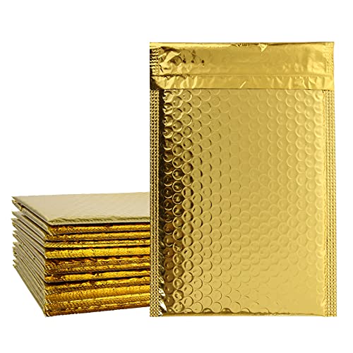 ASelected Lot de 25 Enveloppe Matelassée A5 Or 152x230MM par Bande Auto-Adhésive, Enveloppe Bulle Résistant/ Pochettes Intérieures à Bulle Contre les Chocs pour Expédition Postale des Produits Fragile Cover