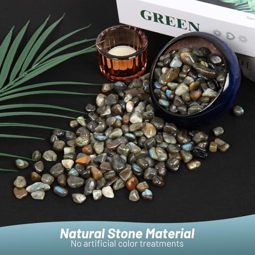 Image of 1.1lb Natural Crushed Labradorite Crystal Chips Bulk | Tumbled Healing crystals, Crushed Gemstones for Crafts, Home Decor, Beautiful Package for Gift
