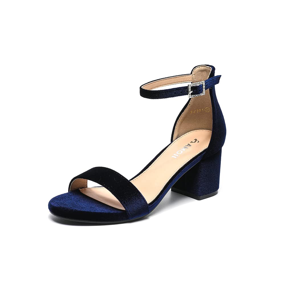 Amoji Women's 2.5 Inch Low Heel Ankle Strap Dressy Sandals 301